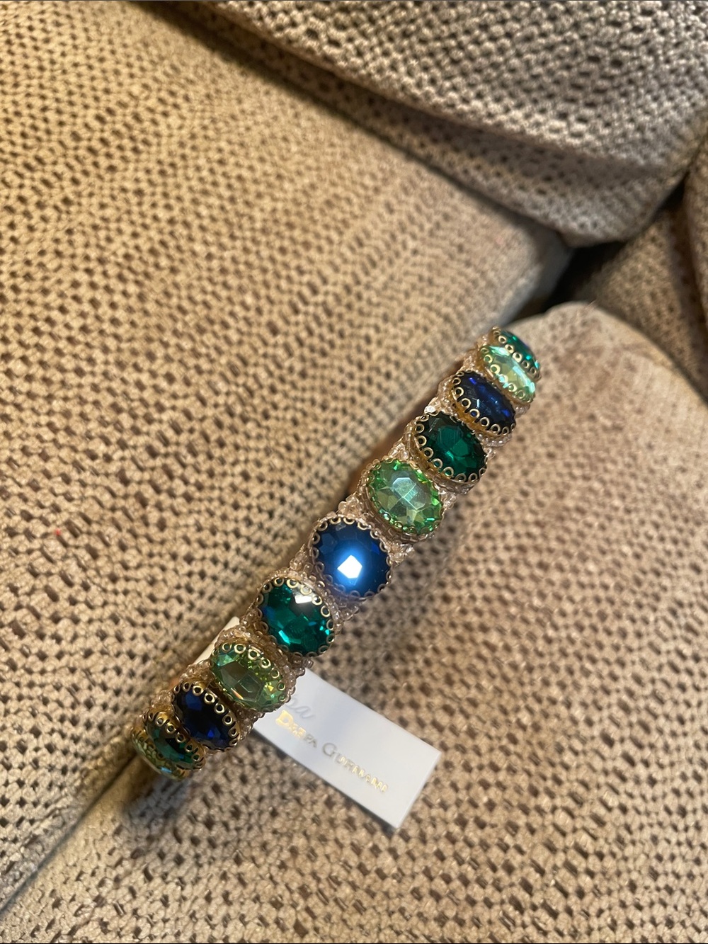 DEEPA BY DEEPA GURNANI GEMSTONE GOLD HEADBAND